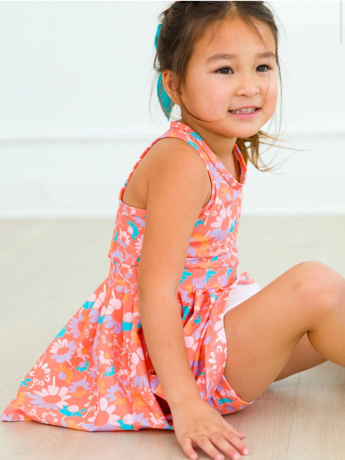 Coral Floral Active Dress and Bike Short