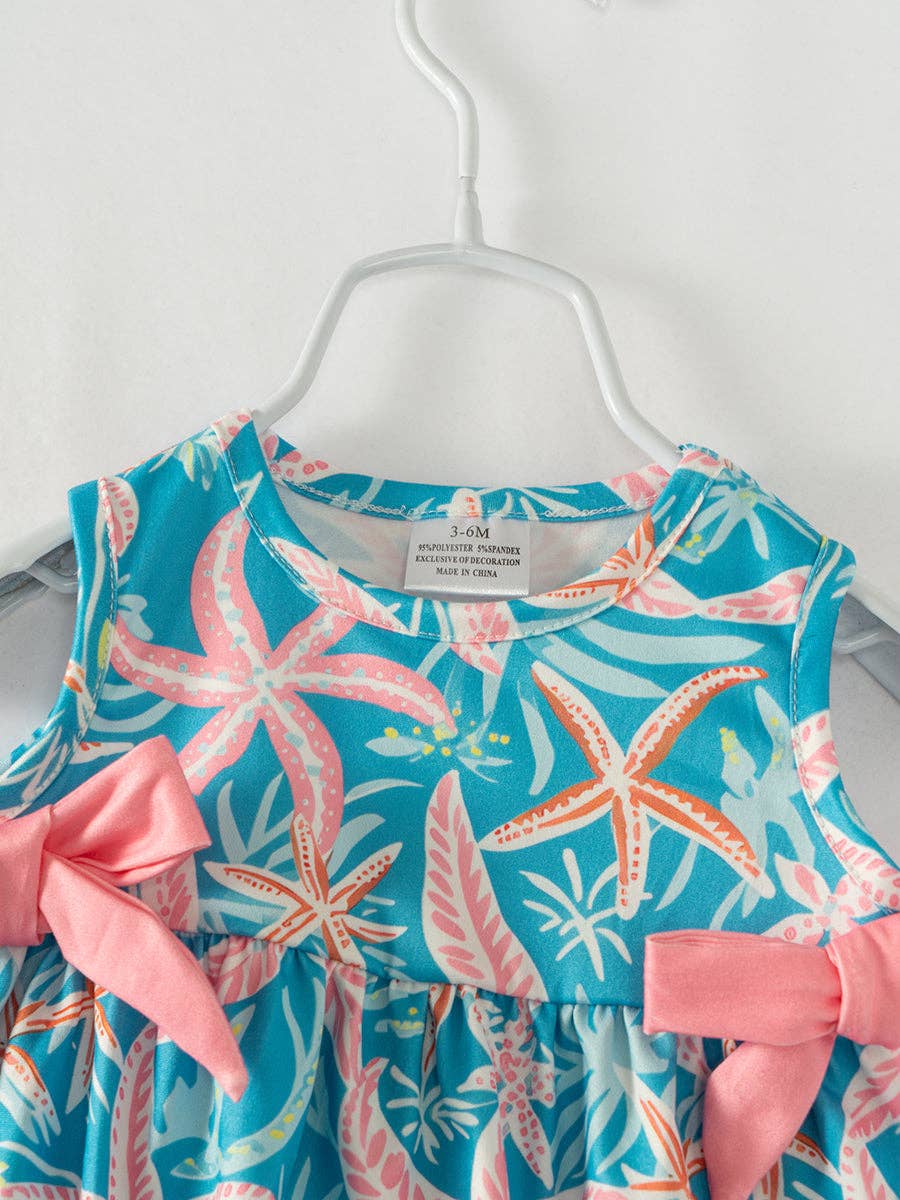 Blue Starfish Baby Girl Romper