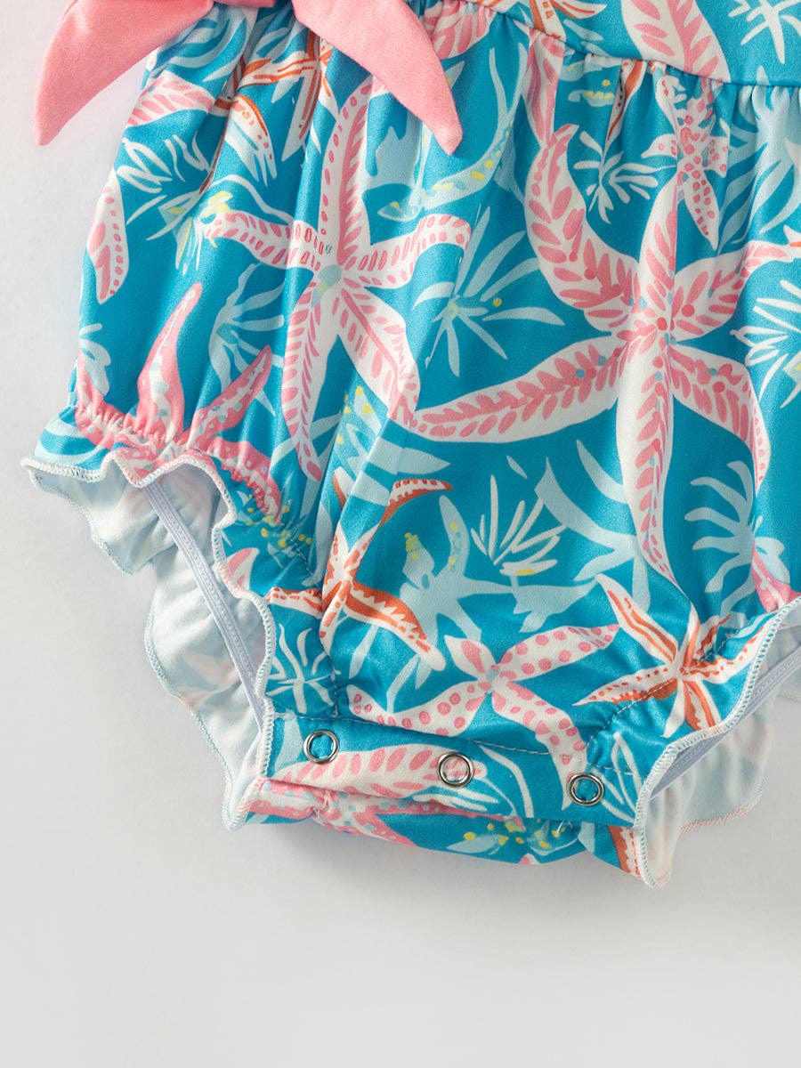 Blue Starfish Baby Girl Romper