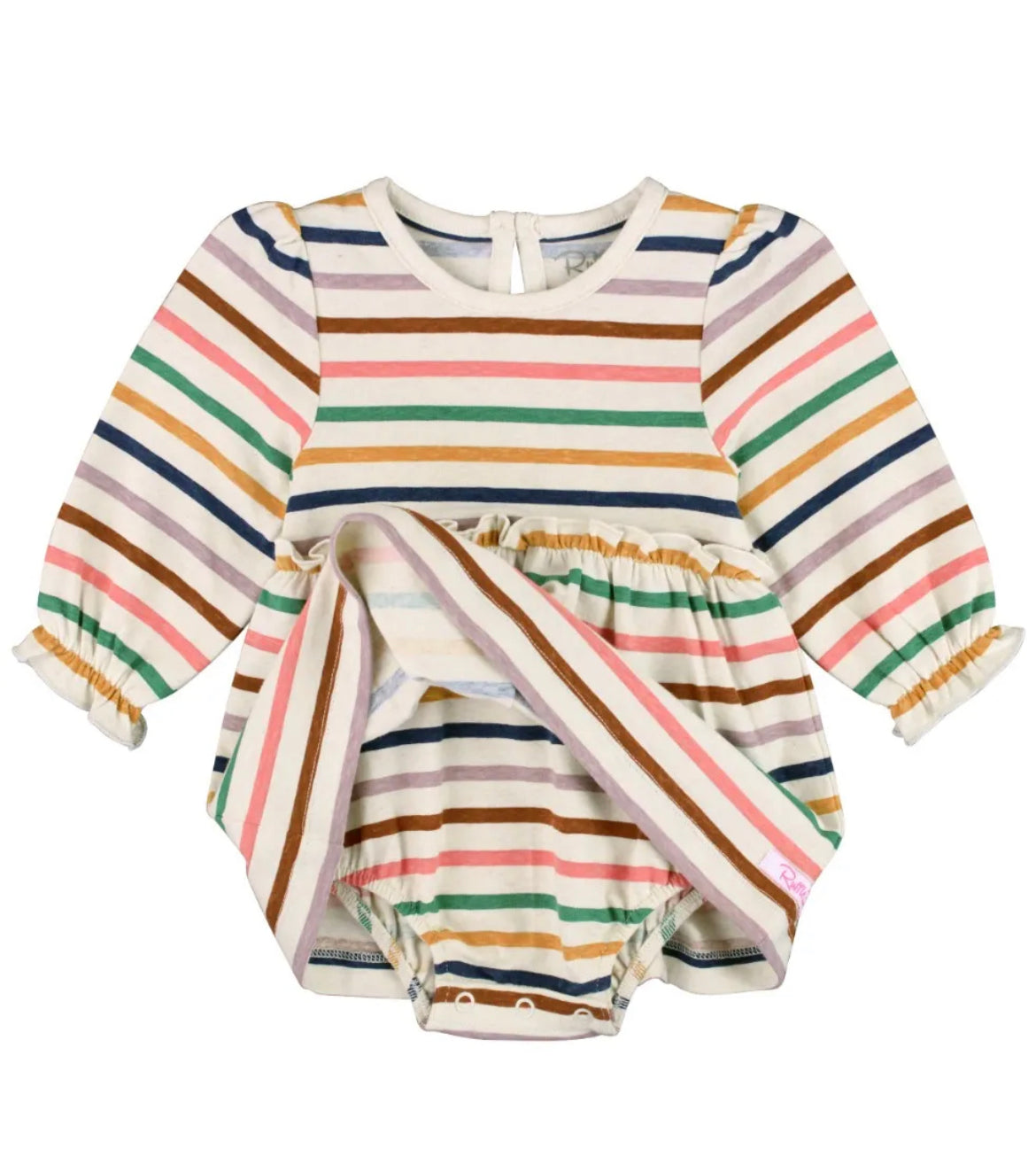 Sunrise Rainbow Stripe Knit Long Sleeve Skirted Bodysuit