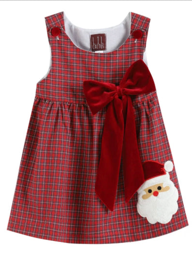 Santa Bow Plaid Dress