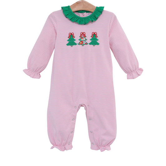 Christmas Tree Applique Ruffle Romper