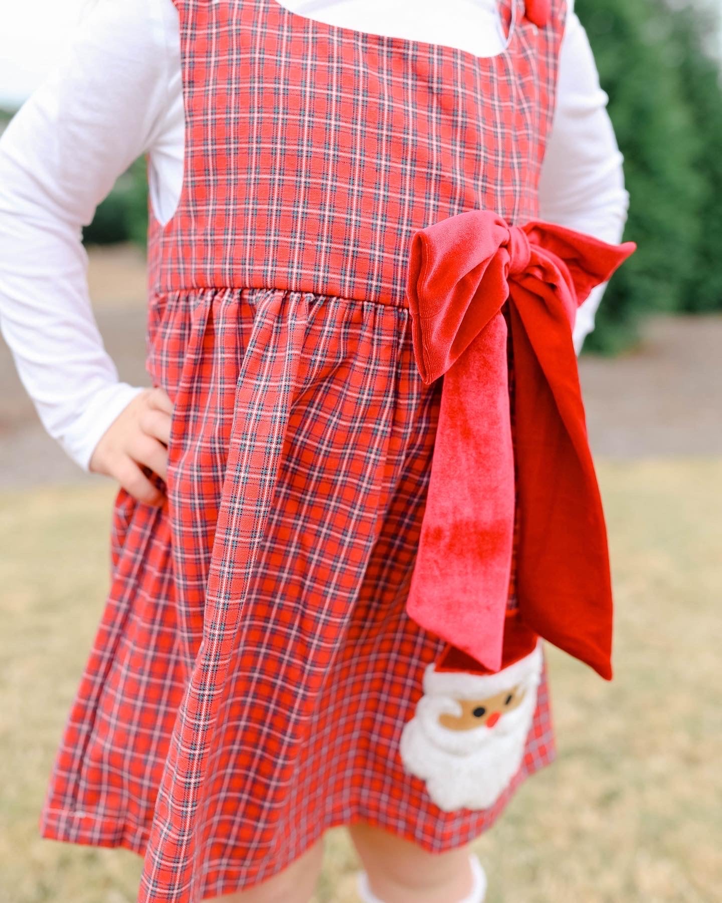 Santa Bow Plaid Dress