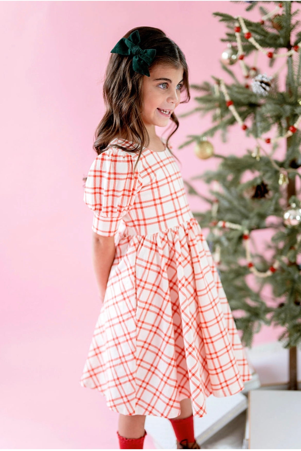 Puff Dress in Scarlet Plaid