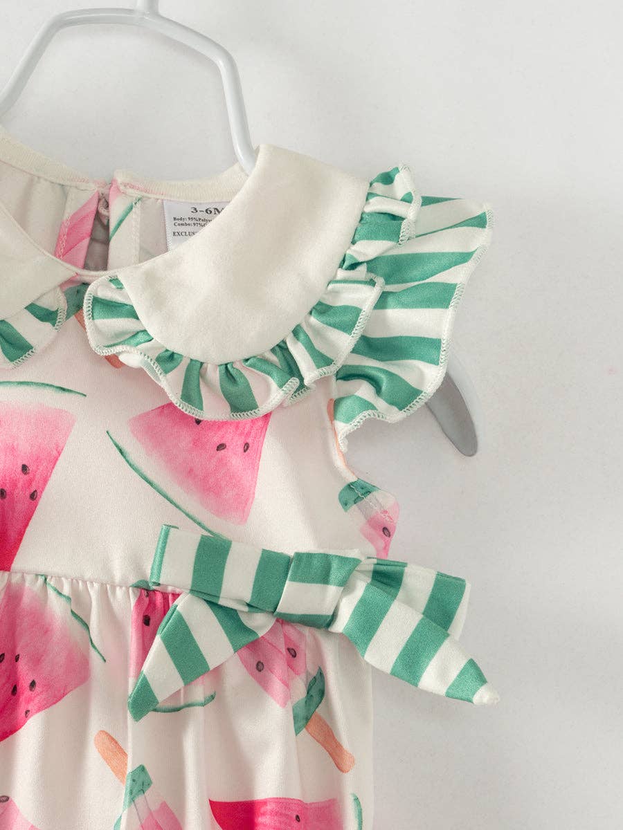 Pink Watermelon Ruffle Baby Girl Romper