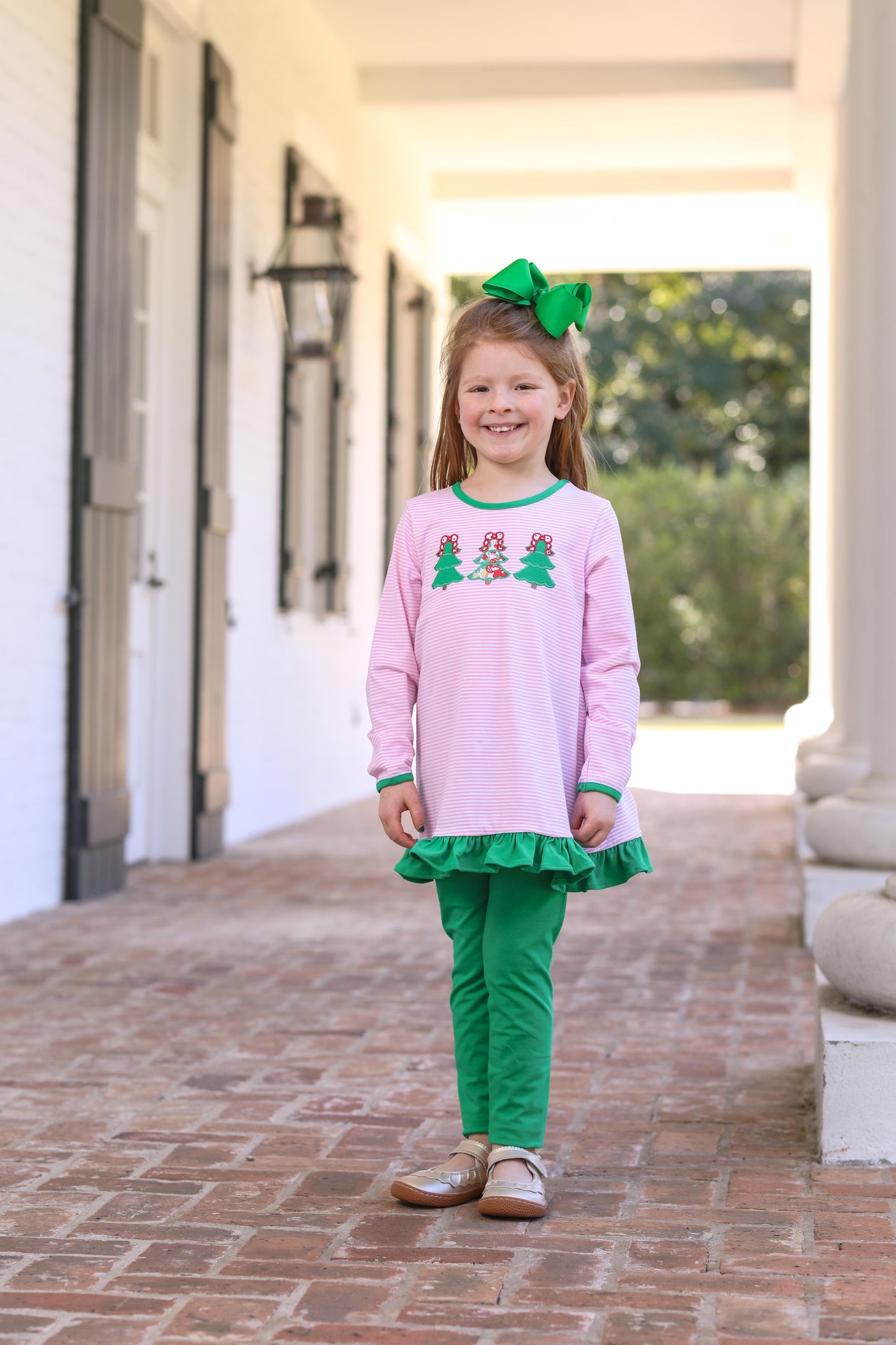 Christmas Tree Applique Ruffle Pants Set