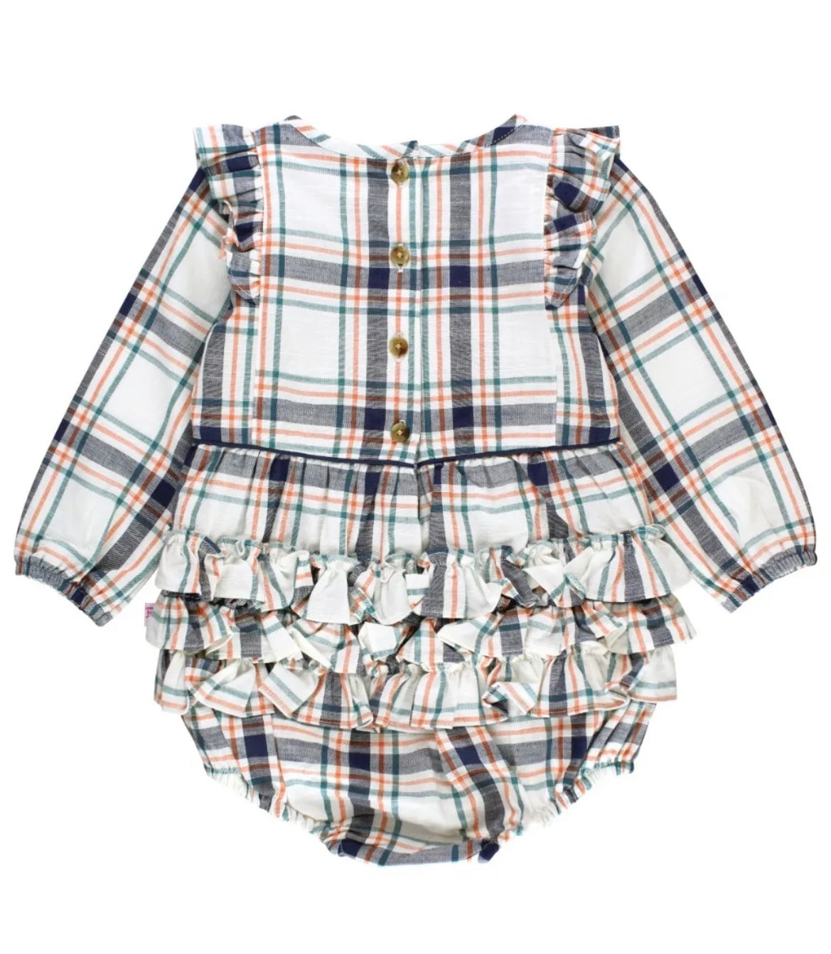 Fall Harvest Plaid Long Sleeve Bubble Romper