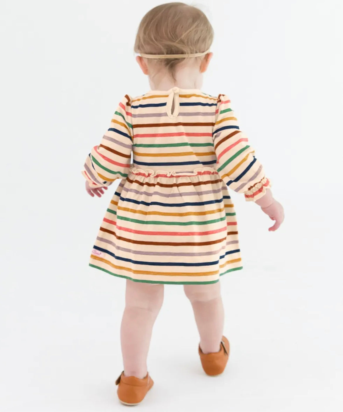 Sunrise Rainbow Stripe Knit Long Sleeve Skirted Bodysuit