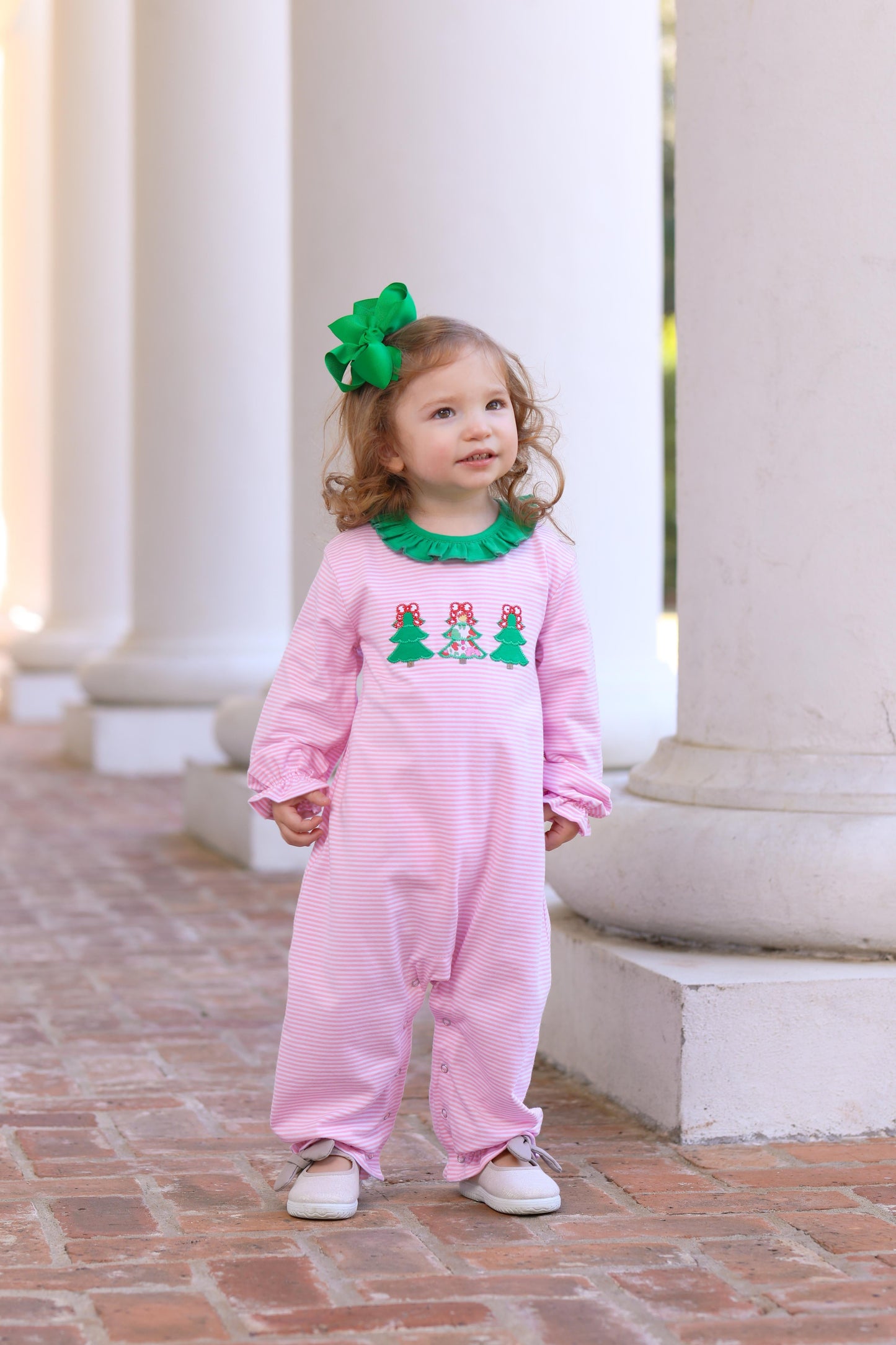 Christmas Tree Applique Ruffle Romper