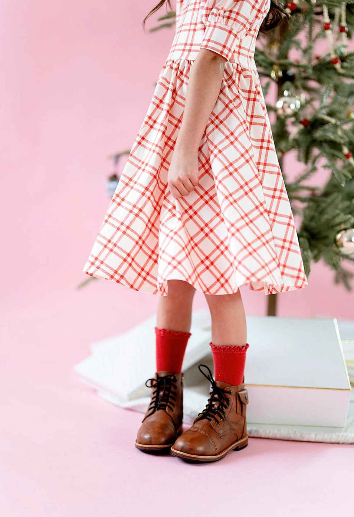 Puff Dress in Scarlet Plaid