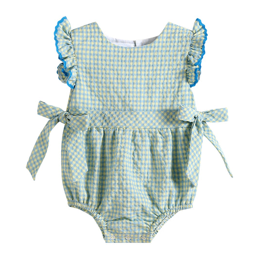 Blue and Yellow Gingham Romper