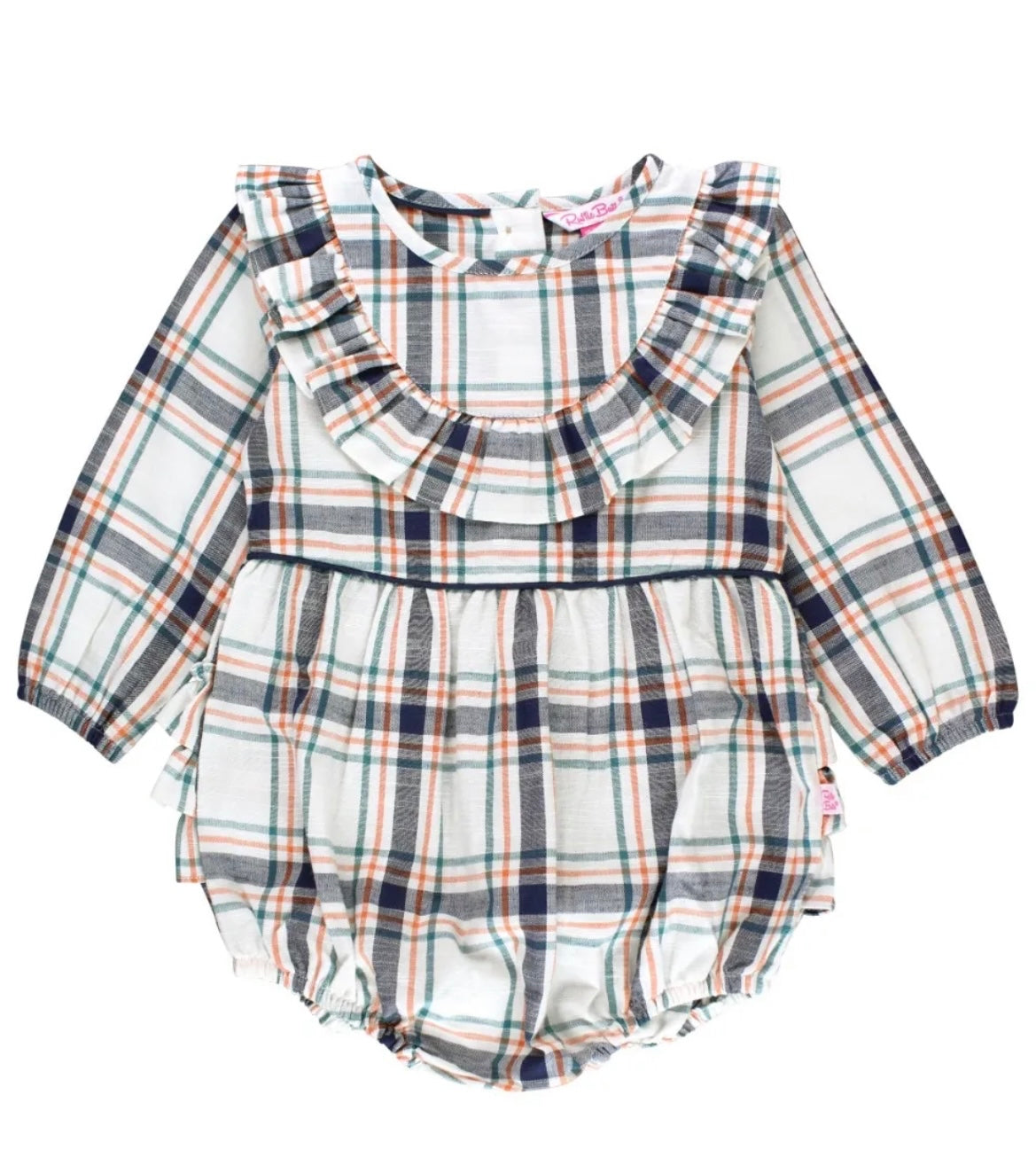 Fall Harvest Plaid Long Sleeve Bubble Romper