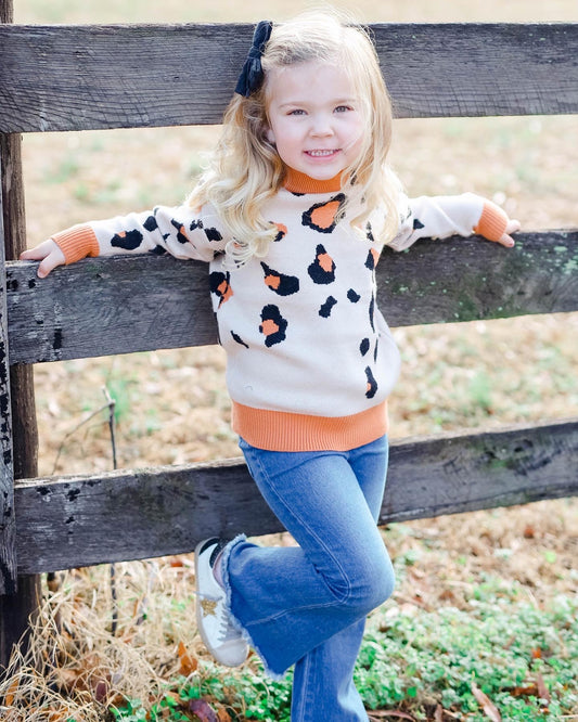 Rust Leopard Print Crewneck Sweater