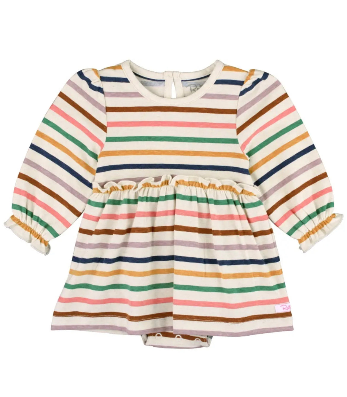 Sunrise Rainbow Stripe Knit Long Sleeve Skirted Bodysuit