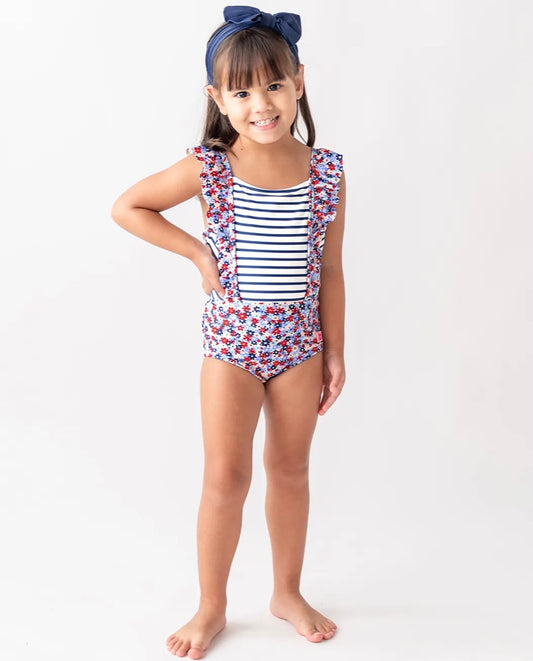 Red, White and Bloom One Piece