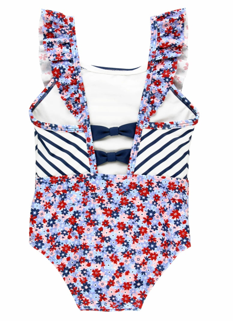 Red, White and Bloom One Piece