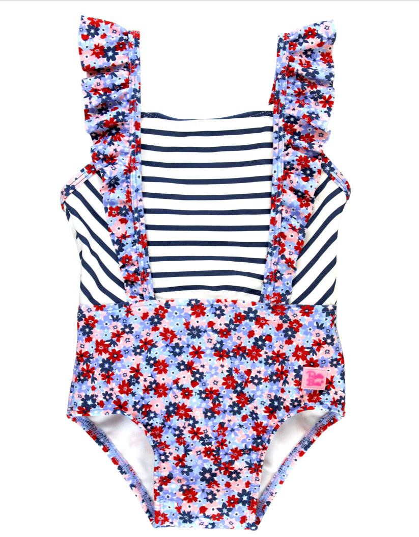 Red, White and Bloom One Piece