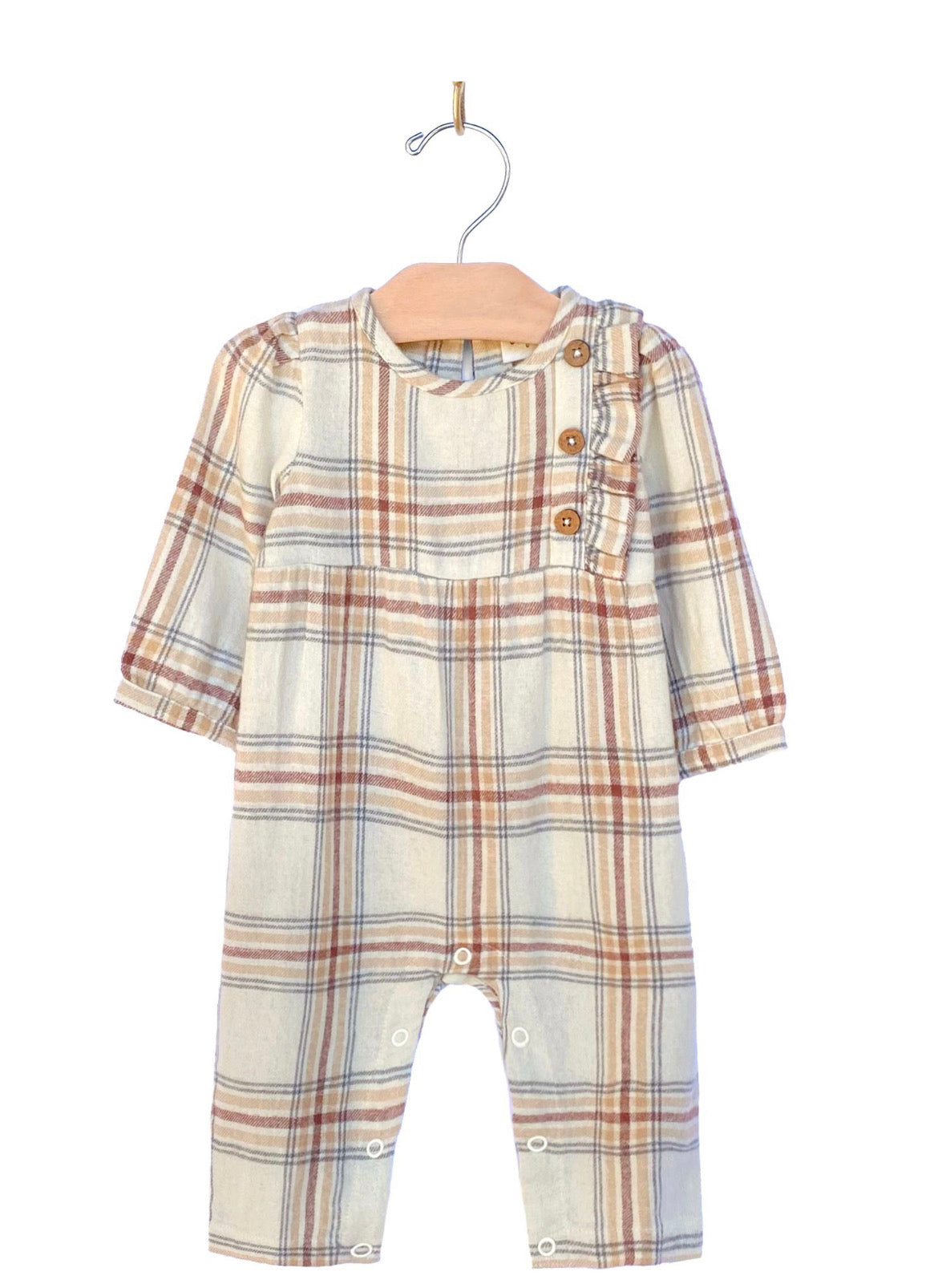 Flannel Side Button Romper