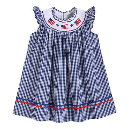 American Flag Gingham Bishop Dress