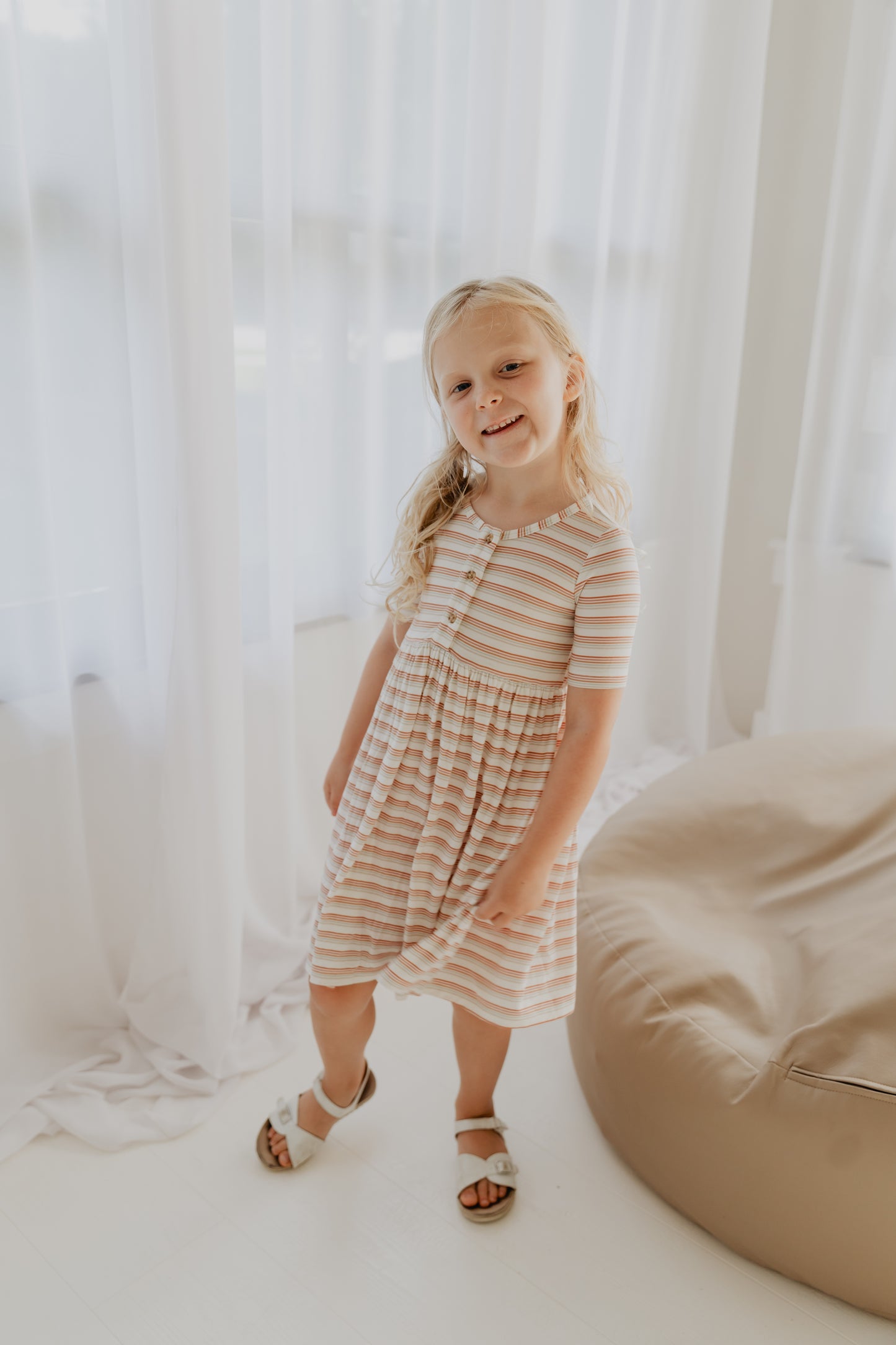 Rainbow Stripe Henley Dress
