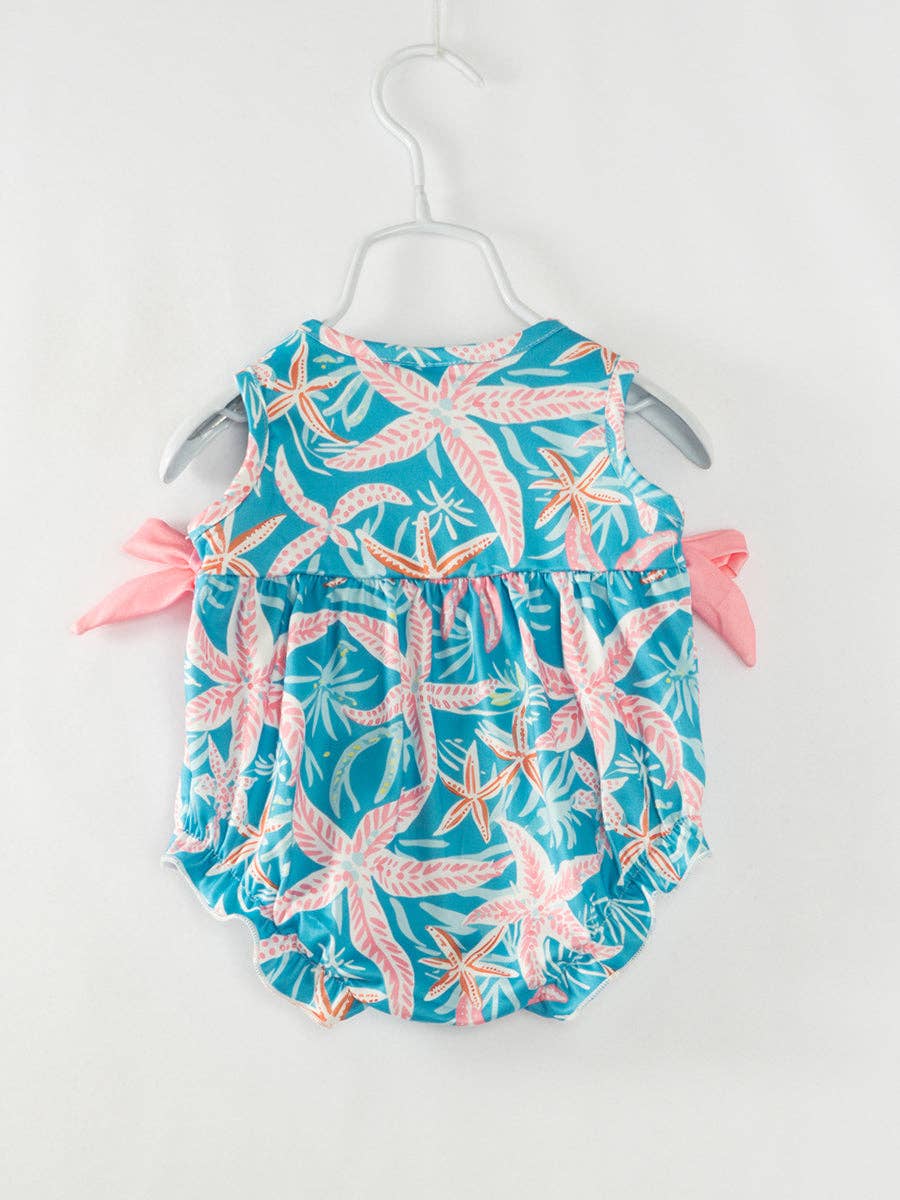 Blue Starfish Baby Girl Romper