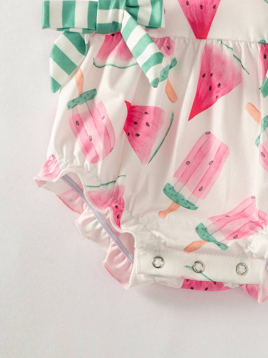 Pink Watermelon Ruffle Baby Girl Romper