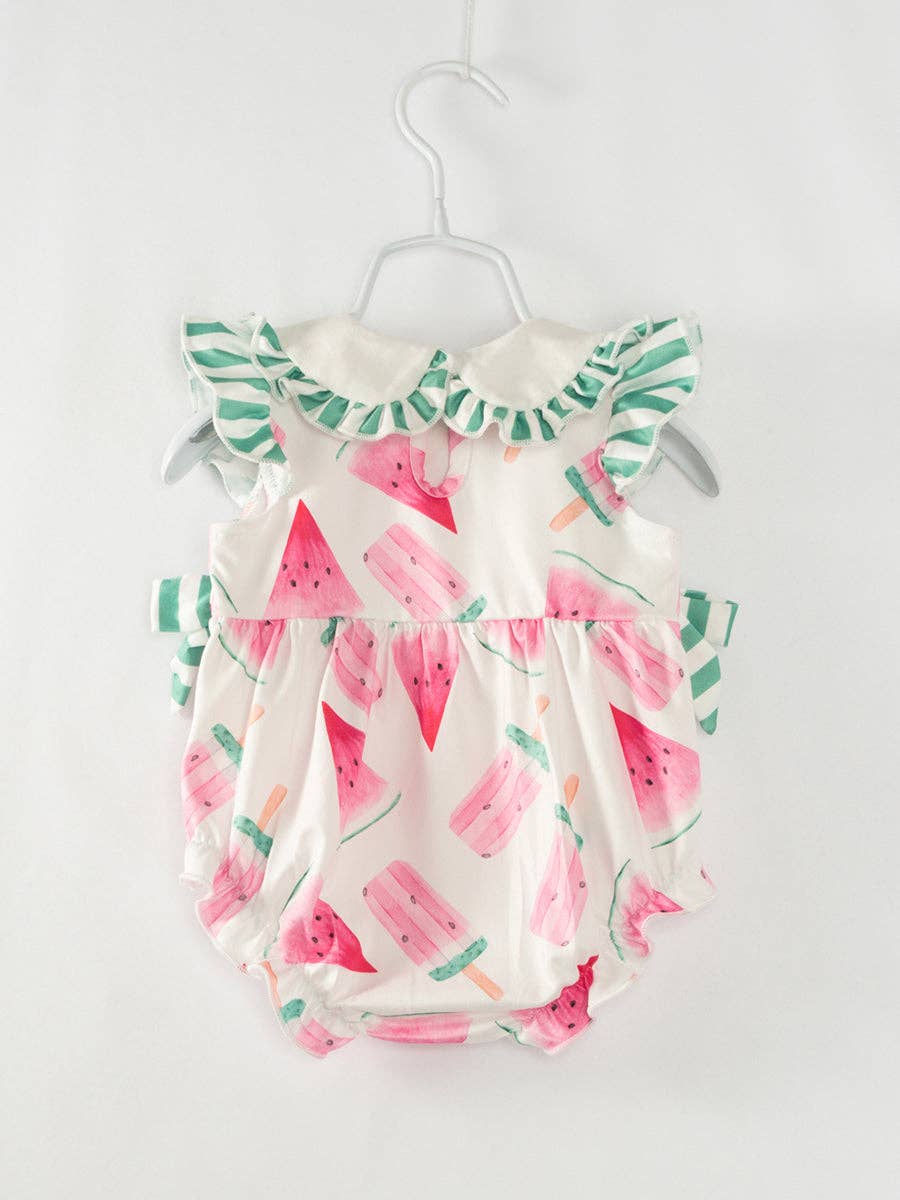 Pink Watermelon Ruffle Baby Girl Romper