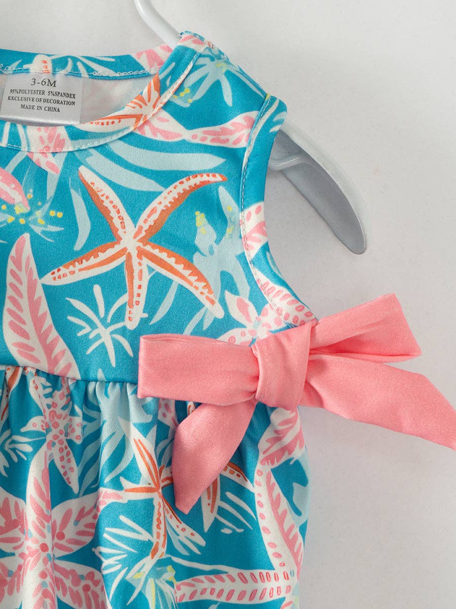 Blue Starfish Baby Girl Romper