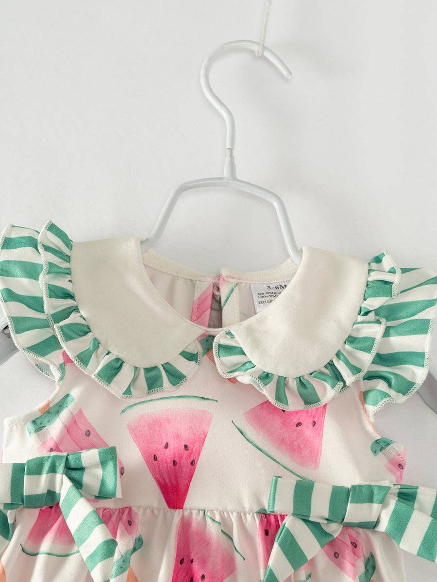 Pink Watermelon Ruffle Baby Girl Romper