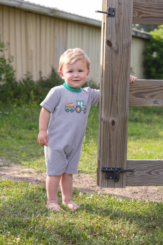 Tractor Pumpkin Appliqué Romper