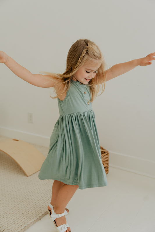 Teal Green Henley Tank Dress